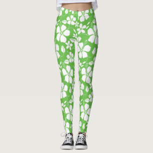 HAWAIIAN HULA (HIBISCUS) LIME LEGGINGS