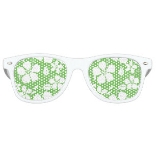 HAWAIIAN HULA (HIBISCUS) LIME RETRO SUNGLASSES