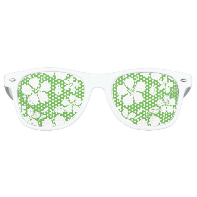 HAWAIIAN HULA (HIBISCUS) LIME RETRO SUNGLASSES (Front)