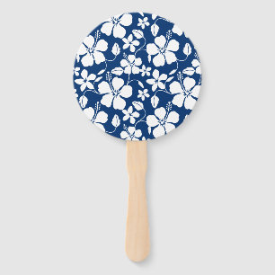 HAWAIIAN HULA (HIBISCUS) NAVY HAND FAN