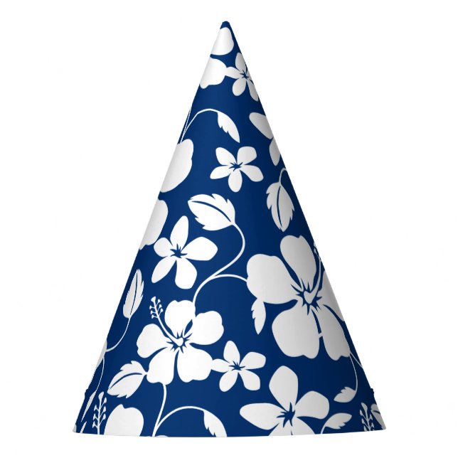 HAWAIIAN HULA (HIBISCUS) NAVY PARTY HAT (Front)