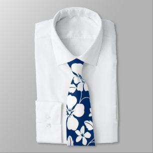 HAWAIIAN HULA (HIBISCUS) NAVY TIE