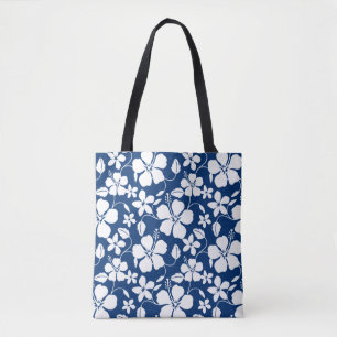 HAWAIIAN HULA (HIBISCUS) NAVY TOTE BAG