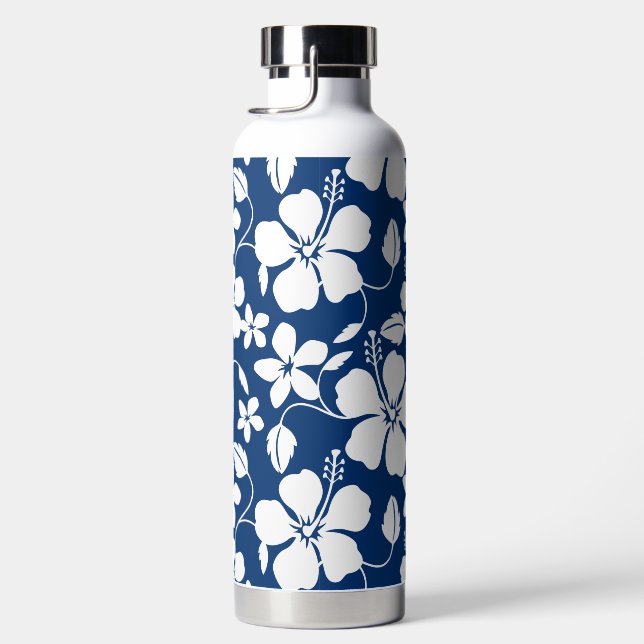 HAWAIIAN HULA (HIBISCUS) NAVY WATER BOTTLE (Right)