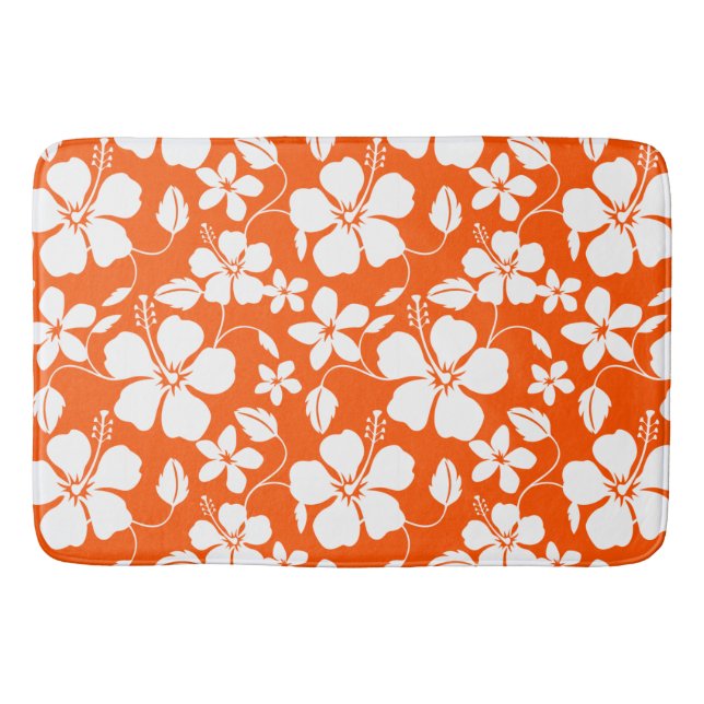 HAWAIIAN HULA (HIBISCUS) ORANGE BATH MAT (Front)