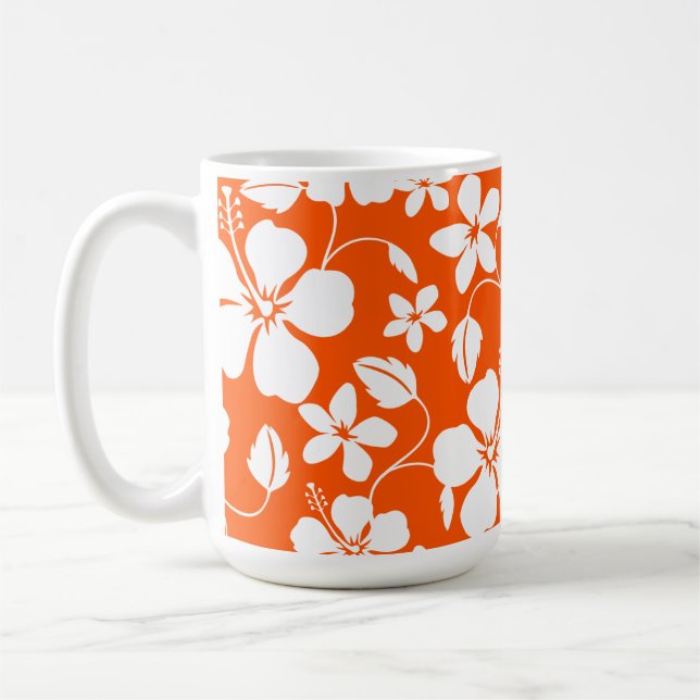 HAWAIIAN HULA (HIBISCUS) ORANGE COFFEE MUG (Left)