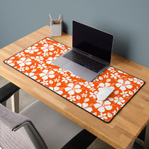 HAWAIIAN HULA (HIBISCUS) ORANGE DESK MAT