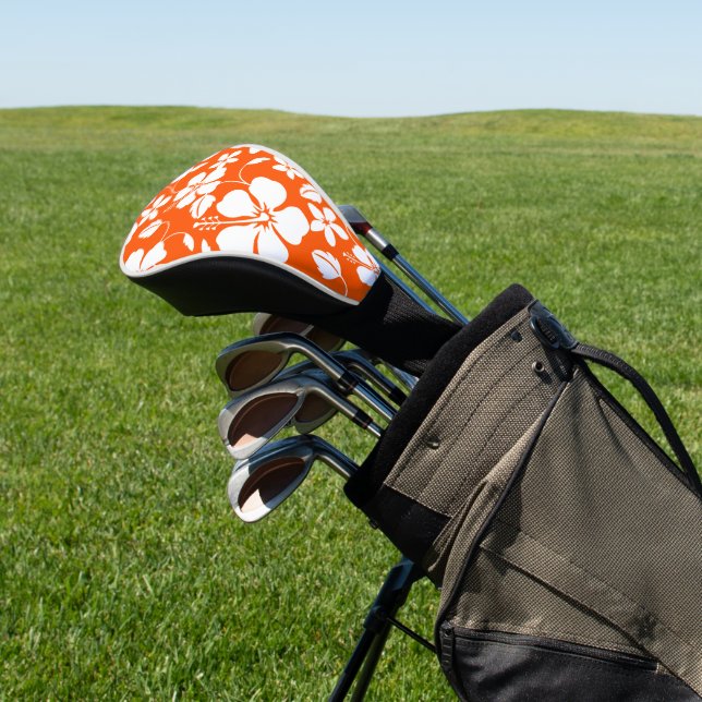 HAWAIIAN HULA (HIBISCUS) ORANGE GOLF HEAD COVER (In Situ)