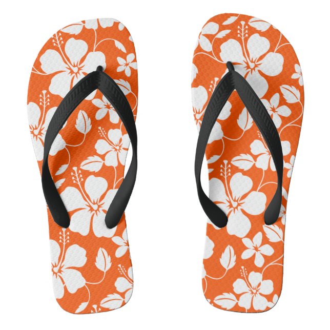 HAWAIIAN HULA (HIBISCUS) ORANGE JANDALS (Footbed)
