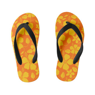 HAWAIIAN HULA (HIBISCUS) ORANGE MIX KID'S JANDALS