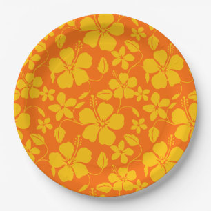 HAWAIIAN HULA (HIBISCUS) ORANGE MIX PAPER PLATE