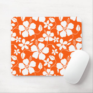 HAWAIIAN HULA (HIBISCUS) ORANGE MOUSE PAD