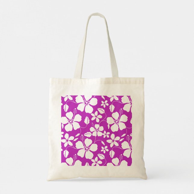 Hawaiian Hula (Hibiscus) Pattern in Berry Tote Bag (Back)