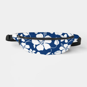 HAWAIIAN HULA (HIBISCUS) PATTERN IN NAVY BLUE BUM BAGS