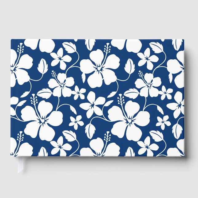 HAWAIIAN HULA (HIBISCUS) PATTERN IN NAVY GUEST BOOK (Front)