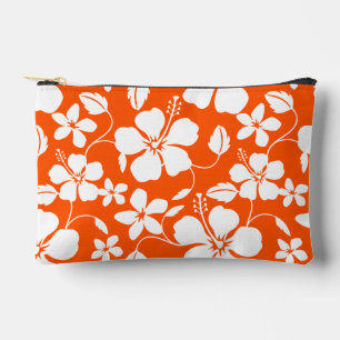 HAWAIIAN HULA (HIBISCUS) PATTERN IN ORANGE ACCESSORY POUCH