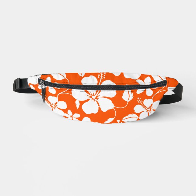 HAWAIIAN HULA (HIBISCUS) PATTERN IN ORANGE BUM BAGS (Front)