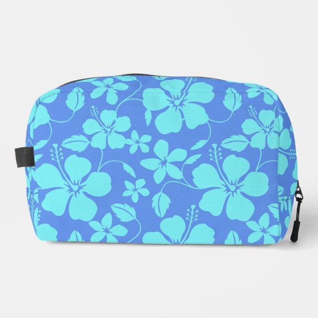 HAWAIIAN HULA (HIBISCUS) PERIWINKLE/TEAL DOPP KIT (Front)