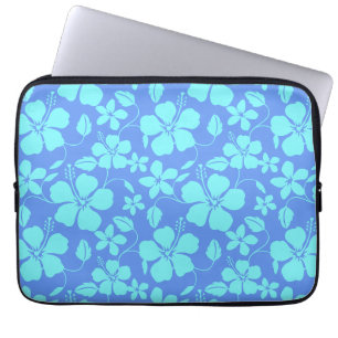 HAWAIIAN HULA (HIBISCUS) PERIWINKLE/TEAL LAPTOP SLEEVE