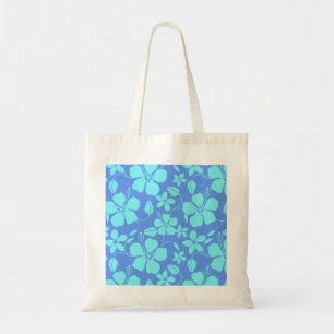 HAWAIIAN HULA (HIBISCUS) PERIWINKLE/TEAL TOTE BAG