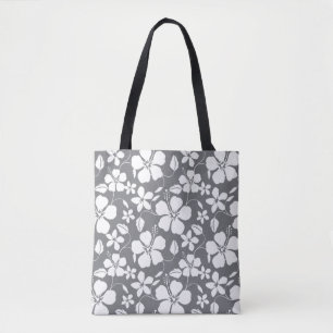 HAWAIIAN HULA (HIBISCUS) PEWTER TOTE BAG