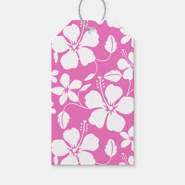 HAWAIIAN HULA (HIBISCUS) PINK GIFT TAGS (Front)