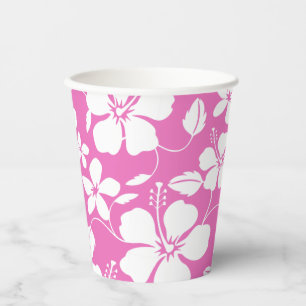 HAWAIIAN HULA (HIBISCUS) PINK PAPER CUPS