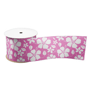 HAWAIIAN HULA (HIBISCUS) PINK SATIN RIBBON