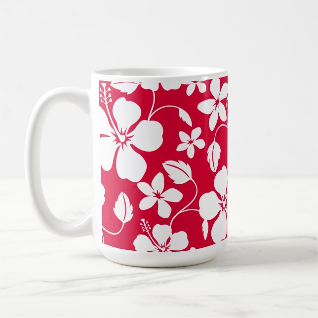 HAWAIIAN HULA (HIBISCUS) RED COFFEE MUG (Left)