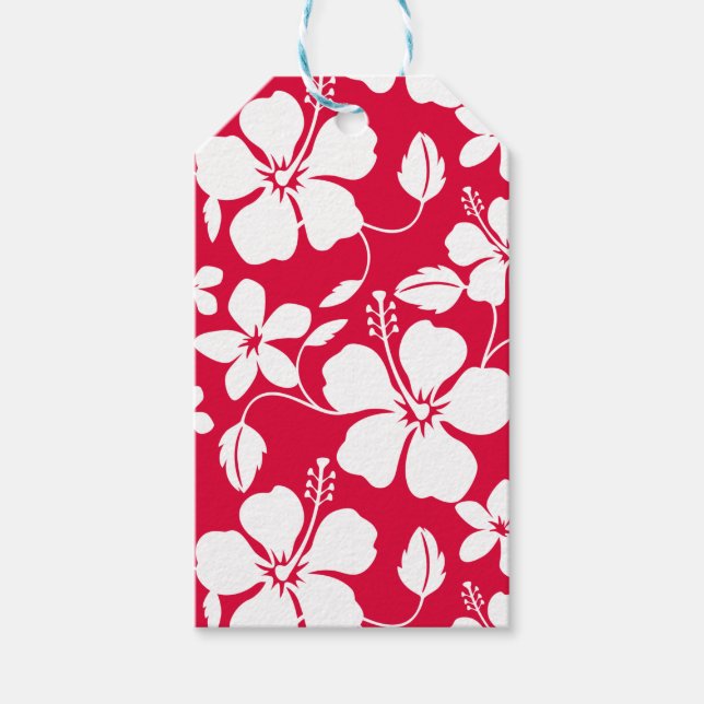HAWAIIAN HULA (HIBISCUS) RED GIFT TAGS (Front)