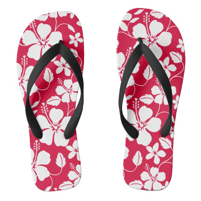 HAWAIIAN HULA (HIBISCUS) RED JANDALS (Footbed)