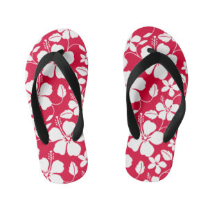 HAWAIIAN HULA (HIBISCUS) RED KID'S JANDALS