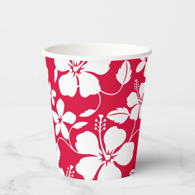 HAWAIIAN HULA (HIBISCUS) RED PAPER CUPS (Front)