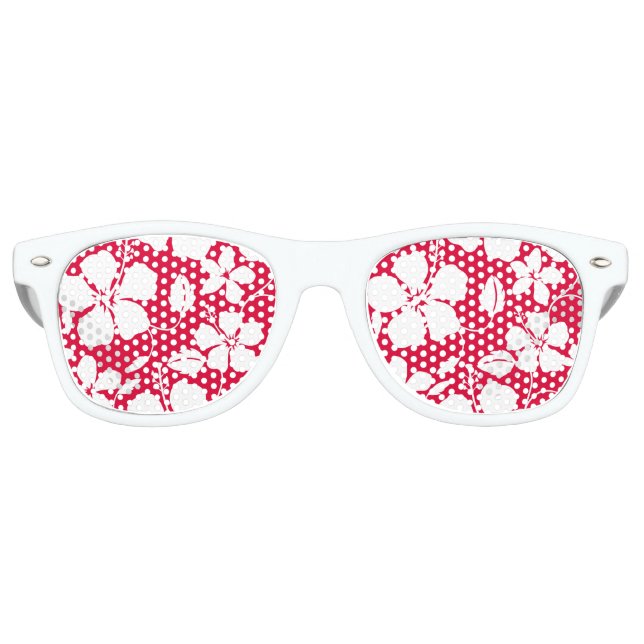 HAWAIIAN HULA (HIBISCUS) RED RETRO SUNGLASSES (Front)