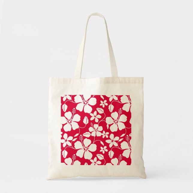 HAWAIIAN HULA (HIBISCUS) RED TOTE BAG (Front)