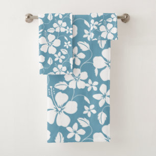 HAWAIIAN HULA (HIBISCUS) SLATE BLUE BATH TOWEL SET