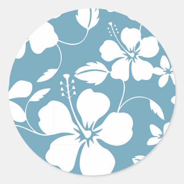 HAWAIIAN HULA (HIBISCUS) SLATE BLUE CLASSIC ROUND STICKER (Front)