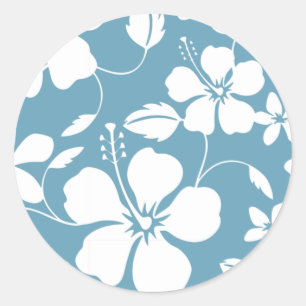 HAWAIIAN HULA (HIBISCUS) SLATE BLUE CLASSIC ROUND STICKER