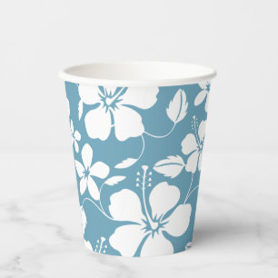 HAWAIIAN HULA (HIBISCUS) SLATE BLUE PAPER CUPS