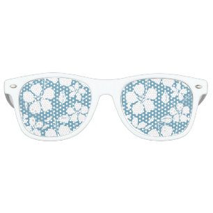 HAWAIIAN HULA (HIBISCUS) SLATE BLUE RETRO SUNGLASSES