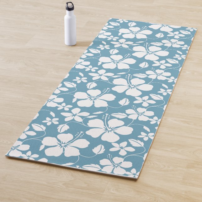 HAWAIIAN HULA (HIBISCUS) SLATE BLUE YOGA MAT (In Situ)