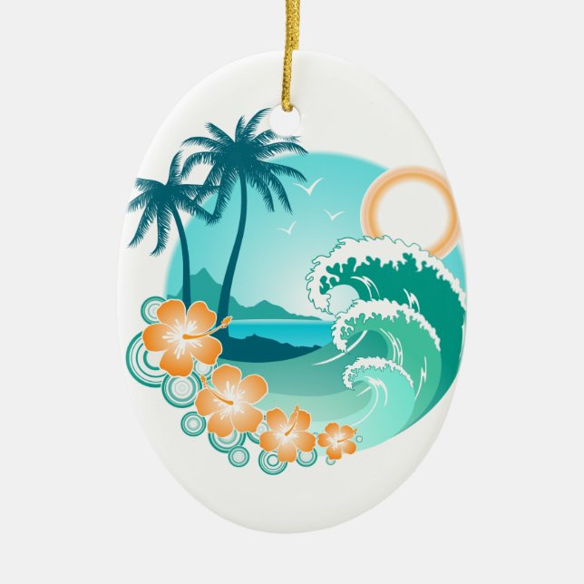 Hawaiian Island 1 Ceramic Tree Decoration (Front)