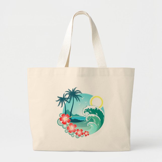 Hawaiian Island 2 Large Tote Bag (Front)