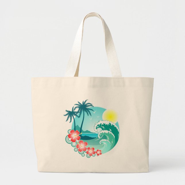 Hawaiian Island 3 Large Tote Bag (Front)