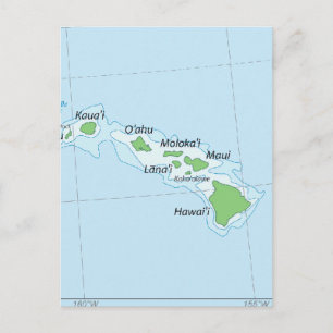Hawaiian Island Chain Map Postcard