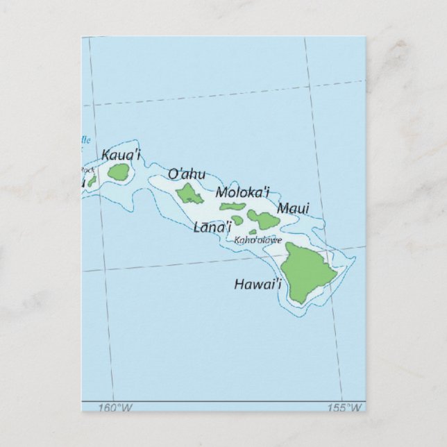 Hawaiian Island Chain Map Postcard (Front)