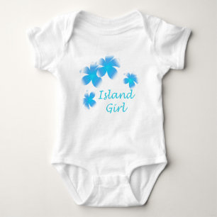 Hawaiian Island Girl Tropical Floral Aqua Infants Baby Bodysuit