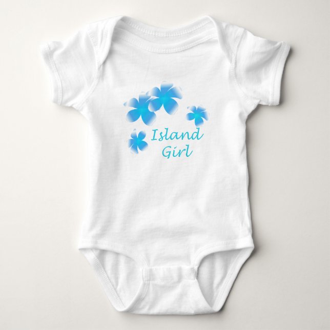 Hawaiian Island Girl Tropical Floral Aqua Infants Baby Bodysuit (Front)