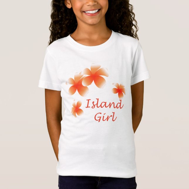 Hawaiian Island Girl Tropical Floral Luau T-Shirt (Front)