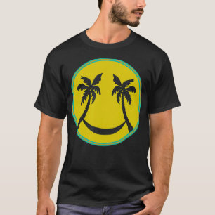 Hawaiian Island Palm Trees Happy Hammock Face  T-Shirt